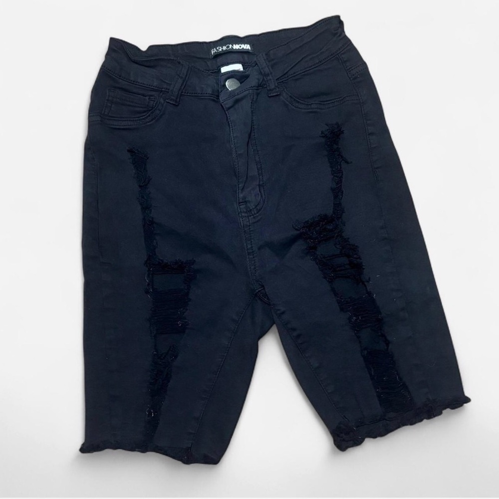 Fashion Nova Midnight Ripped Denim Shorts